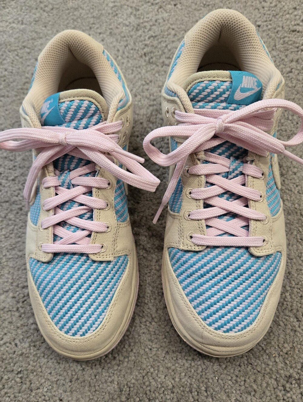 Nike Women's Custom Turquoise Stripe & Pink Low-Top Sneakers
